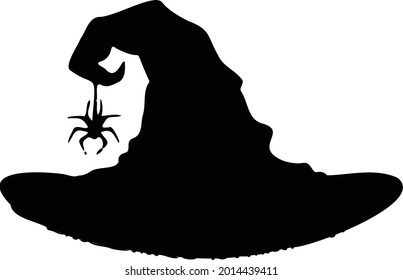 Witch magic hat silhouette halloween vector