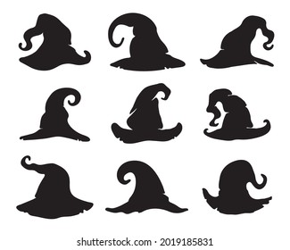 Witch magic hat vector. witch hat element silhouette Halloween party decorations