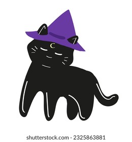 Witch Magic, Mystical y Astrologic objetos símbolos Objetos minimalistas Ilustraciones vectoriales con gatos en diferentes poses