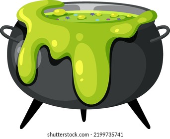 Witch Magic Potion Pot On White Background Illustration