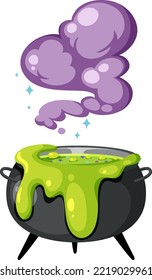 Witch magic potion pot on white background illustration