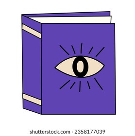 Witch magic spell book. Mystical alchemy recipes. Astrology symbol. Vector flat illustration.