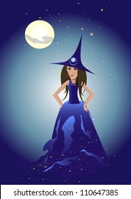 Witch with a magic wand