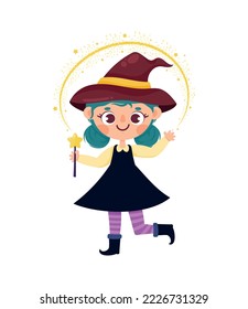 witch with magic wand character