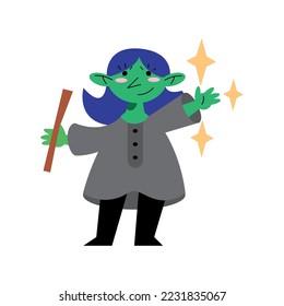 witch with magic wand character