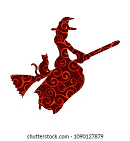 Witch magical pattern silhouette fantasy broom.