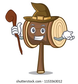 Witch mallet mascot cartoon style