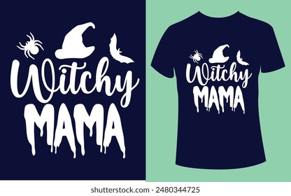 Witch mama ghost Halloween design,  Scary Halloween t-shirt design eps file