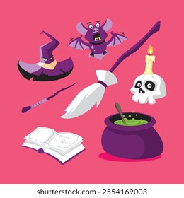 Witch mascot design. Witch vector pack.