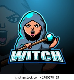 Witch mascot esport logo design