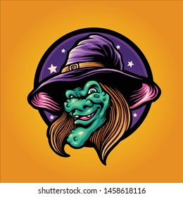 the witch mascot logo design