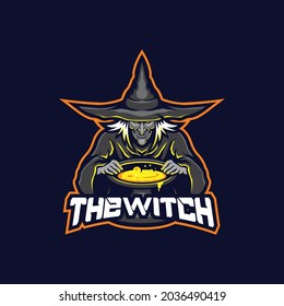 Witch mascot logo design vector with modern illustration concept style for badge, emblem and t shirt printing. Witch illustration for sport and esport team.