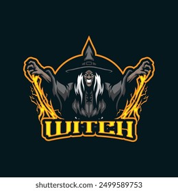 Witch mascot logo design vector with modern illustration concept style for badge, emblem and t shirt printing. Angry witch illustration for sport and esport team.