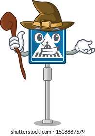 Witch miniature crosswalk sign in form mascot