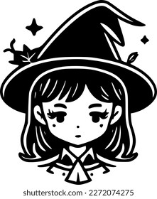 Witch - Minimalist and Flat Logo - Vector illustration