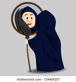 Witch mirror broom halloween
