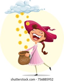 Witch with money rain