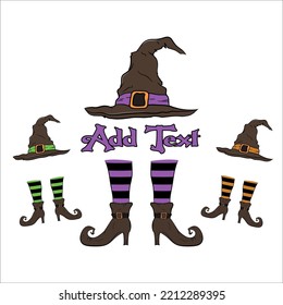 Witch Monogram vector. Cute trendy retro lettering. Halloween print on a T-shirt.ep