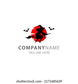 witch monster halloween logo vector
