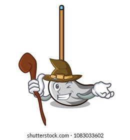 Witch mop mascot cartoon style