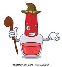 Witch nail polish mascot cartoon