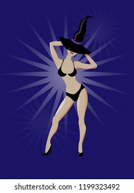 witch on blue background