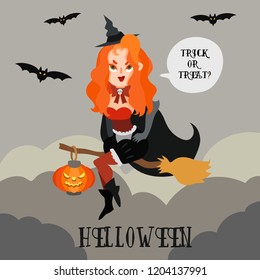 A witch on a broom.
