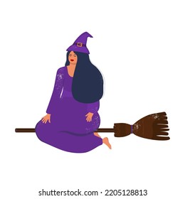 Witch on a broom for Halloween.