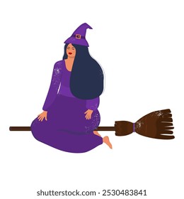 Witch on a broom for Halloween.