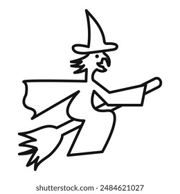 Witch on a broom icon mark in filled style