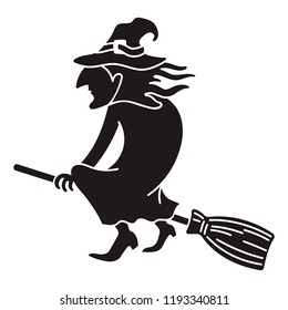 Witch on broom icon. Simple illustration of witch on broom vector icon for web design isolated on white background