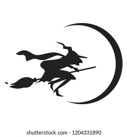 Witch on broom icon. Simple illustration of witch on broom vector icon for web design isolated on white background