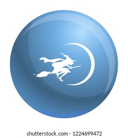 Witch on broom icon. Simple illustration of witch on broom vector icon for web design isolated on white background
