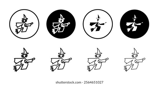 Witch on a broom icon Symbol mark in filled style