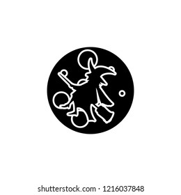witch on a broom and moon icon. Simple glyph vector of halloween set for UI and UX, website or mobile application