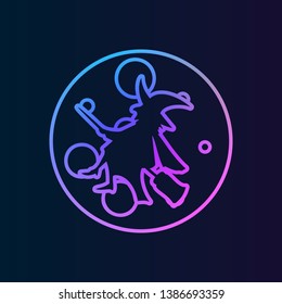 Witch on a broom and moon nolan icon. Simple thin line, outline vector of halloween icons for ui and ux, website or mobile application