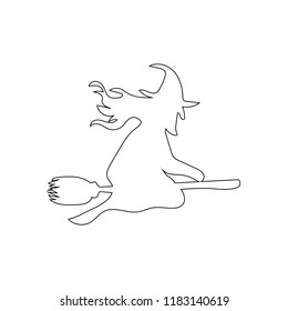 Witch on the broom silhouette