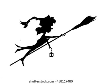 witch  on a broom silhouette