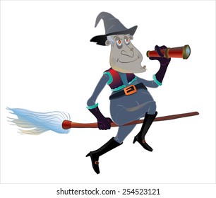 Witch on broom vector