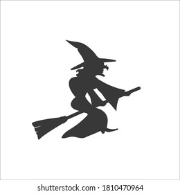 Witch on a broom vector icon