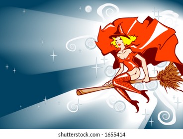 Witch on a broomstick
