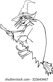 Witch on a broomstick.