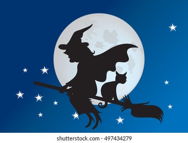 witch on broomstick