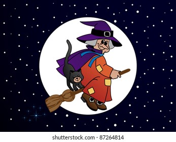 Witch on broomstick