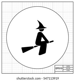 Witch on Broomstick Icon