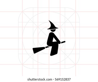 Witch on Broomstick Icon