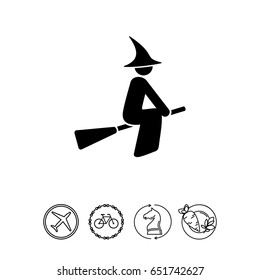 Witch on Broomstick Icon