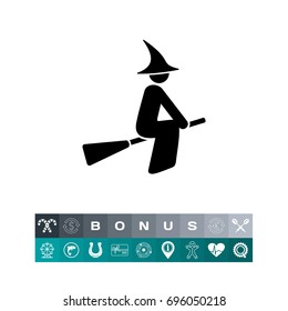 Witch on Broomstick Icon