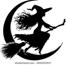 witch on a broomstick silhouette