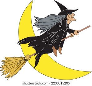 Rotzunge auf Broomstick-Vektorgrafik